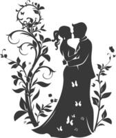 ai généré silhouette éléments de le la mariée et jeune marié pour mariage invitations sont noir seulement vecteur