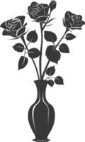 ai généré silhouette Rose fleur dans le vase noir Couleur seulement vecteur