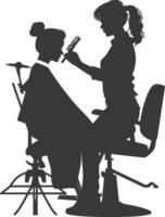 ai généré silhouette coiffeur dans action plein corps noir Couleur seulement vecteur