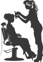 ai généré silhouette coiffeur dans action plein corps noir Couleur seulement vecteur