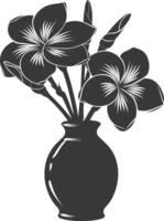 silhouette plumeria fleur dans le vase noir Couleur seulement vecteur