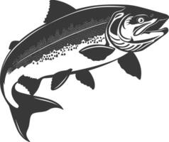 silhouette Saumon poisson animal noir Couleur seulement plein corps vecteur