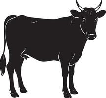 vache silhouette . noir et blanche. isolé blanc Contexte vecteur
