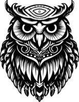 hibou - minimaliste et plat logo - illustration vecteur