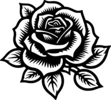 Rose - noir et blanc isolé icône - illustration vecteur