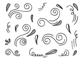 main tiré vague griffonnage dessin animé ensemble de boucles et tourbillonne décoratif éléments pour concept conception vecteur