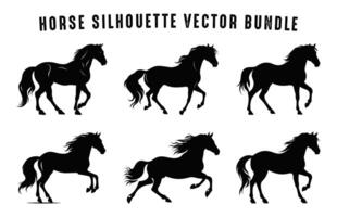 les chevaux silhouettes ensemble, cheval silhouette noir clipart paquet vecteur