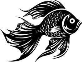 poisson - noir et blanc isolé icône - illustration vecteur