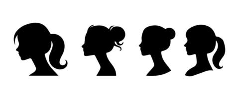 femme tête silhouette, visage profil, vignette. main tiré illustration, isolé sur blanc Contexte. conception pour invitation, salutation carte, ancien style. vecteur