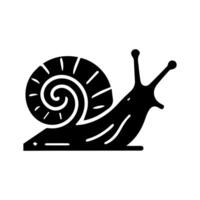 escargot silhouette icône. limace dans coquille crawl pictogramme. hélix lent, mignonne escargot en mouvement. visqueux mangeable spirale mollusque symbole collection. faune concept. isolé illustration. vecteur