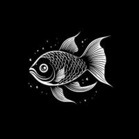 poisson rouge - noir et blanc isolé icône - illustration vecteur