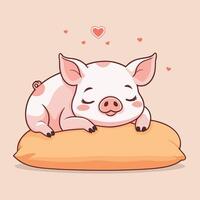 en train de dormir porc avec minuscule cœurs autour dessin animé illustration vecteur