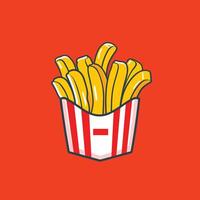 français frites dessin animé illustration Fast food concept plat conception vecteur