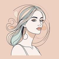 femme ligne art portrait illustration conception vecteur