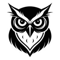 illustration de hibou tête silhouette sur blanc vecteur