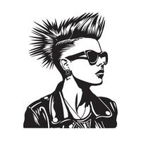 punk Roche fille conception, illustration, images sur blanc Contexte vecteur