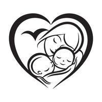 maman et bébé cœur l'amour logo modèle, illustration vecteur