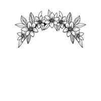couronne de fleurs, graphique, noir et blanc illustration, isolé sur blanc vecteur