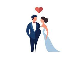 élégant mariage couple illustration avec cœur symbole vecteur