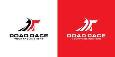 lettre t et asphalte route logo conception, courses logo, pour automobile, courses, des sports vecteur