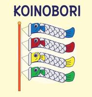 koinobori carpe banderoles sur or éléments Contexte. Japonais traduire d'or la semaine vacances vecteur