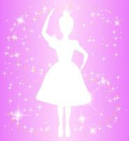 rose scintillait Princesse illustration conception avec magique étoiles et blanc silhouette vecteur