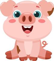 mignonne bébé porc animal dessin animé personnage vecteur