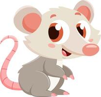 mignonne bébé opossum dessin animé personnage vecteur