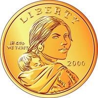 américain sacagawea dollar or pièce de monnaie vecteur