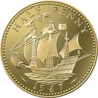 Britanique pièce de monnaie un vieux demi-penny vecteur