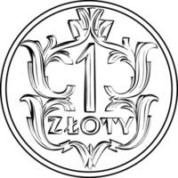 sens inverse polonais argent un zloty pièce de monnaie 1920 vecteur