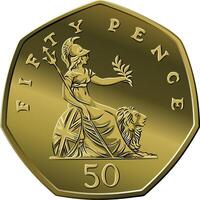 Britanique argent argent pièce de monnaie 50 sous vecteur