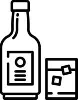 Cognac verre et bouteille contour illustration vecteur