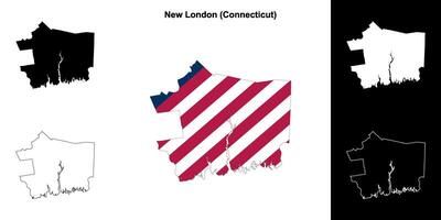 Nouveau Londres comté, Connecticut contour carte ensemble vecteur