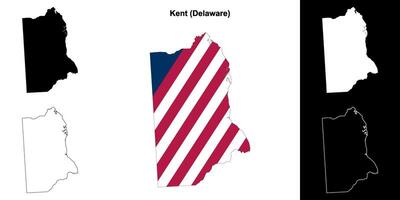 Kent comté, Delaware contour carte ensemble vecteur