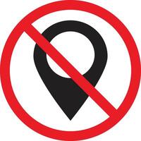 non GPS signe . non emplacement signe . carte aiguille interdire icône vecteur