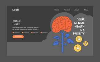 mental santé et émotif bien-être foncé ou nuit mode la toile bannière vecteur