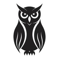 une silhouette hibou noir et blanc logo agrafe art vecteur