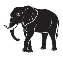 une silhouette l'éléphant noir et blanc logo agrafe art vecteur