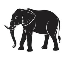 une silhouette l'éléphant noir et blanc logo agrafe art vecteur