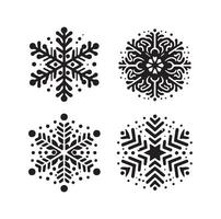 flocons de neige collection icône silhouette style élément vecteur