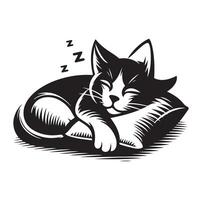 une chat en train de dormir avec oreiller vecteur