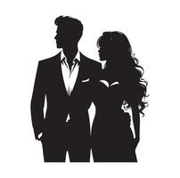 couple permanent silhouettes de homme et une femme vecteur