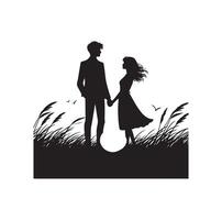 couple permanent silhouettes de homme et une femme vecteur