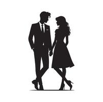 couple permanent silhouettes de homme et une femme vecteur