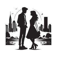 couple permanent silhouettes de homme et une femme vecteur