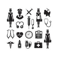 infirmière icône élément ensemble illustration vecteur