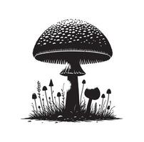 champignon icône illustration silhouette style vecteur