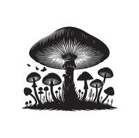 champignon icône illustration silhouette style vecteur