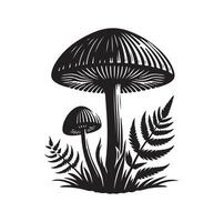 champignon icône illustration silhouette style vecteur